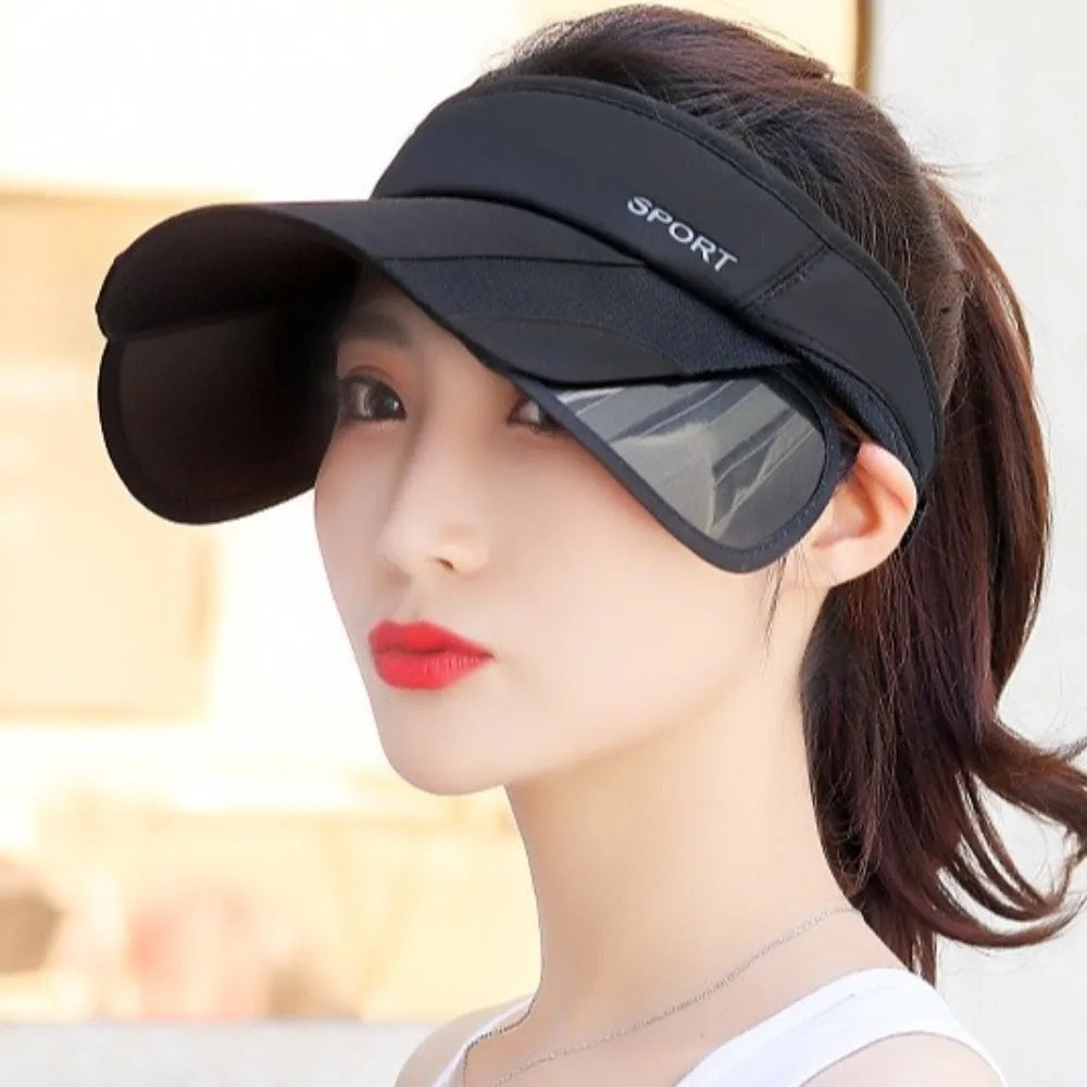 Casual Scalable Sports Sun Hat Wide Brim UV Protection Empty Top Hat Sunscreen Golf Hat Summer Baseball Cap Fitness
