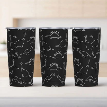 Stainless Steel Tumbler Dinosaur Silhouette Mugs Cup With Straws Animal Beach Cold Drink Water Bottle Insulated Thermal Mug