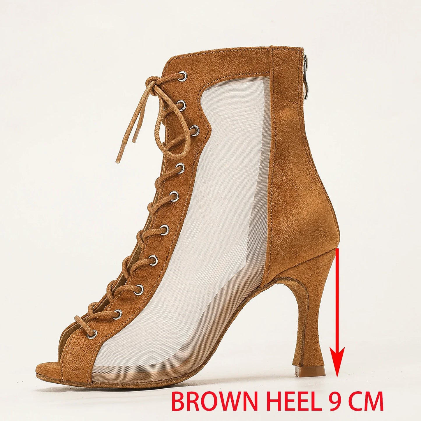 Profession Latin Dance Shoes Woman Suede Mesh Ventilation Ballroom Salsa Boots for Girls Soft Bottom Practice Jazz Latin Boots