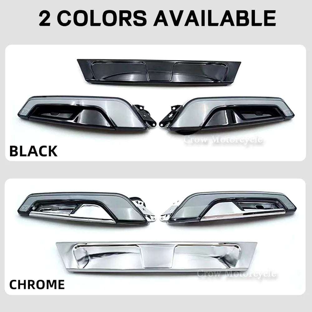 NEW For Harley Touring Street Glide FLHX 2014-2023 Motorcycle LED Chrome Gloss Black White Amber Windshield Trim