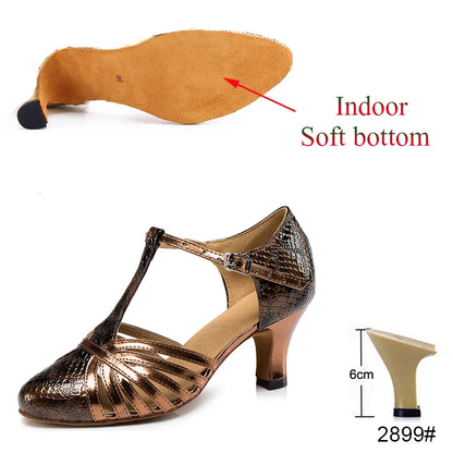 New Latin Shoes Salsa Tango Ballroom Party Women's Shoes Bronze High Heel Dance Sneakers Outdoor Fashion Women's Shoes On Sale