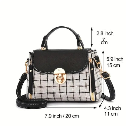 Women Trendy Flap Shoulder Bag PU Leather Crossbody Bag Simple Plaid Designer Messenger Bag Small Purse and Handbags Pouch