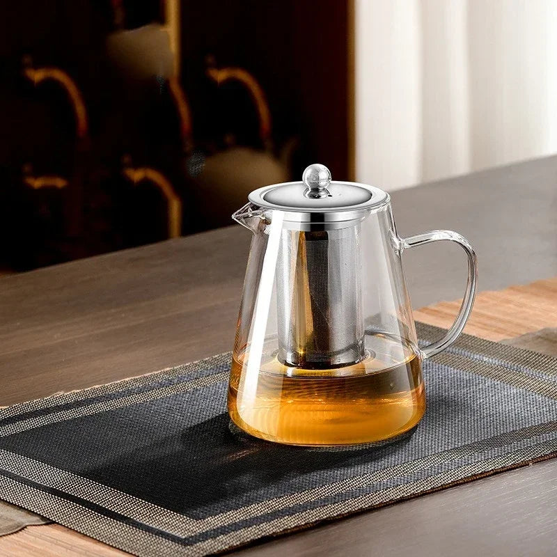 450ml-950ml Heat Resistant Glass Teapot with Stainless Steel Tea Strainer Infuser Flower Kettle Kung Fu Teaware Puer Oolong Pot