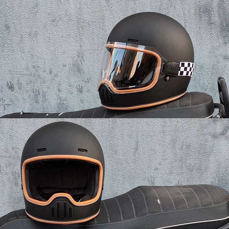 ORZ Retro Full Helmet Motorcycle Motorcycle Helmet Four Seasons Couple Street Bike Helmet Riding