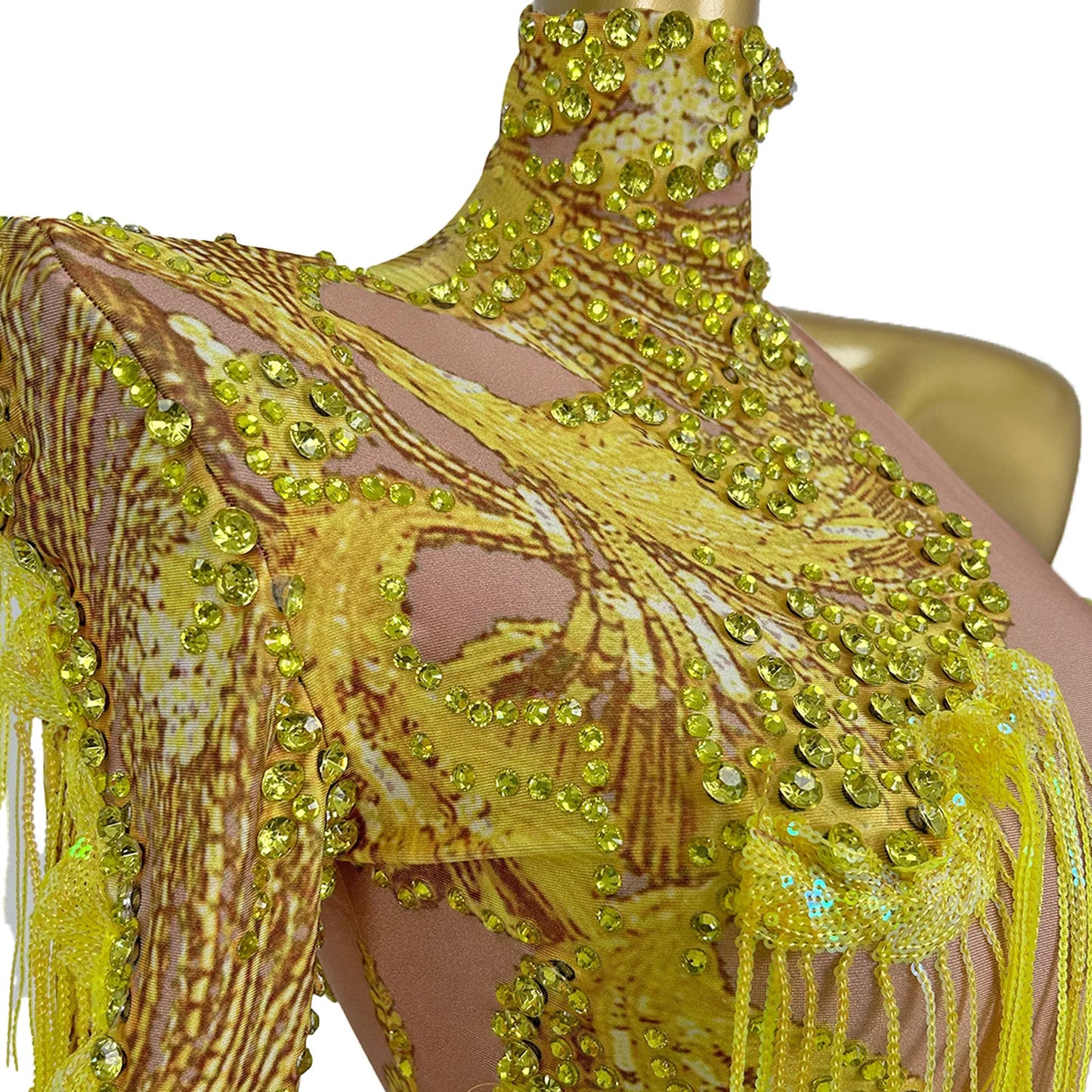 Sparkly Sequins Tassel One Shoulder Tight Bodysuit Women Dance Leotard Outfit Nightclub Bar Performance Costume Stage Wear Duxiu