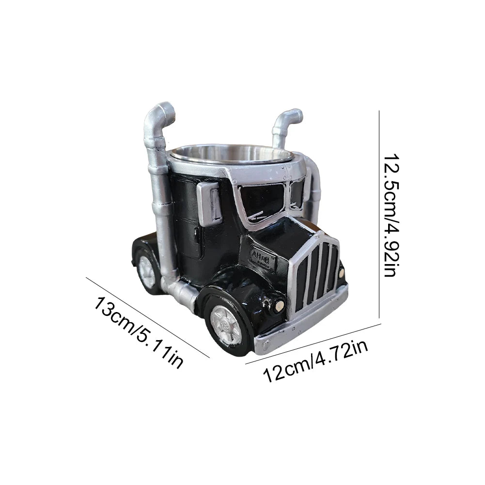 Semi-Truck Coffee Mugs 200-250ml Stainless Steel Creative Truck Coffee Cup Resin Coffee Mug Gifts for Coffee & Truck Lovers