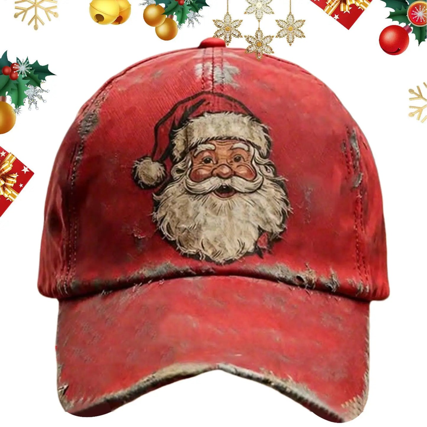 Baseball Hats for Men Christmas Red Funny Vintage Santa Claus Printed Baseball Hat New Unisex Fashion Trucker Caps