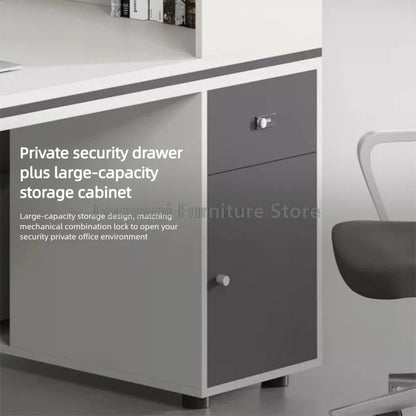 Office Staff Work Desk and Chair Sets Modern Computer Desks with Storage Drawn and Screen Home Furniture Swivel Chairs Table Set