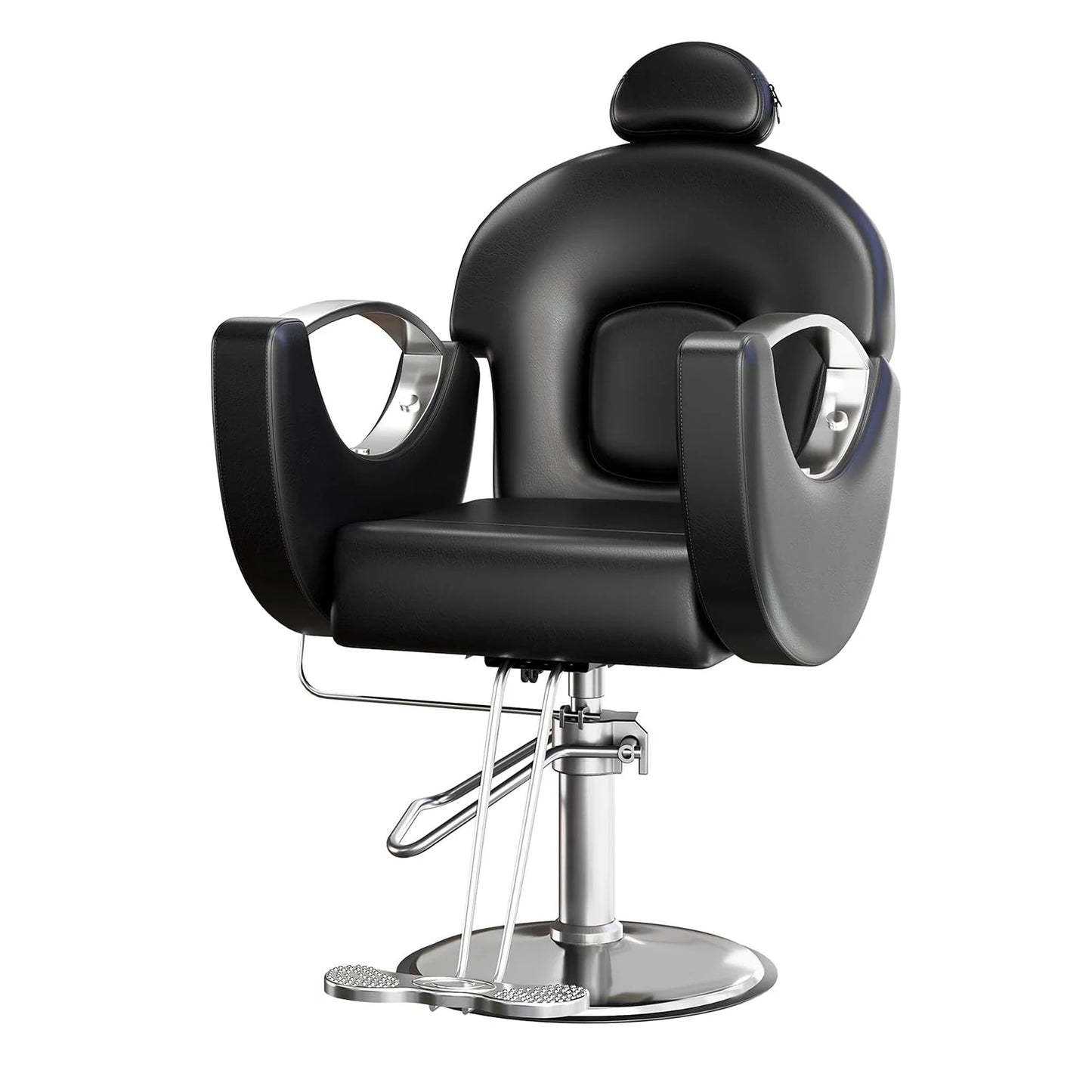 Commercial Barber Chair Reclining & 360° Swivel, Heavy Duty Hydraulic Salon Chair With Adjustable Height For Haircut Shampoo