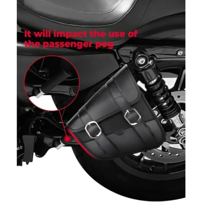 Motorcycle Swingarm Bag Left Side Tool Bag 4L Synthetic Leather Fit for Sportster Street Rebel 300 500 Black