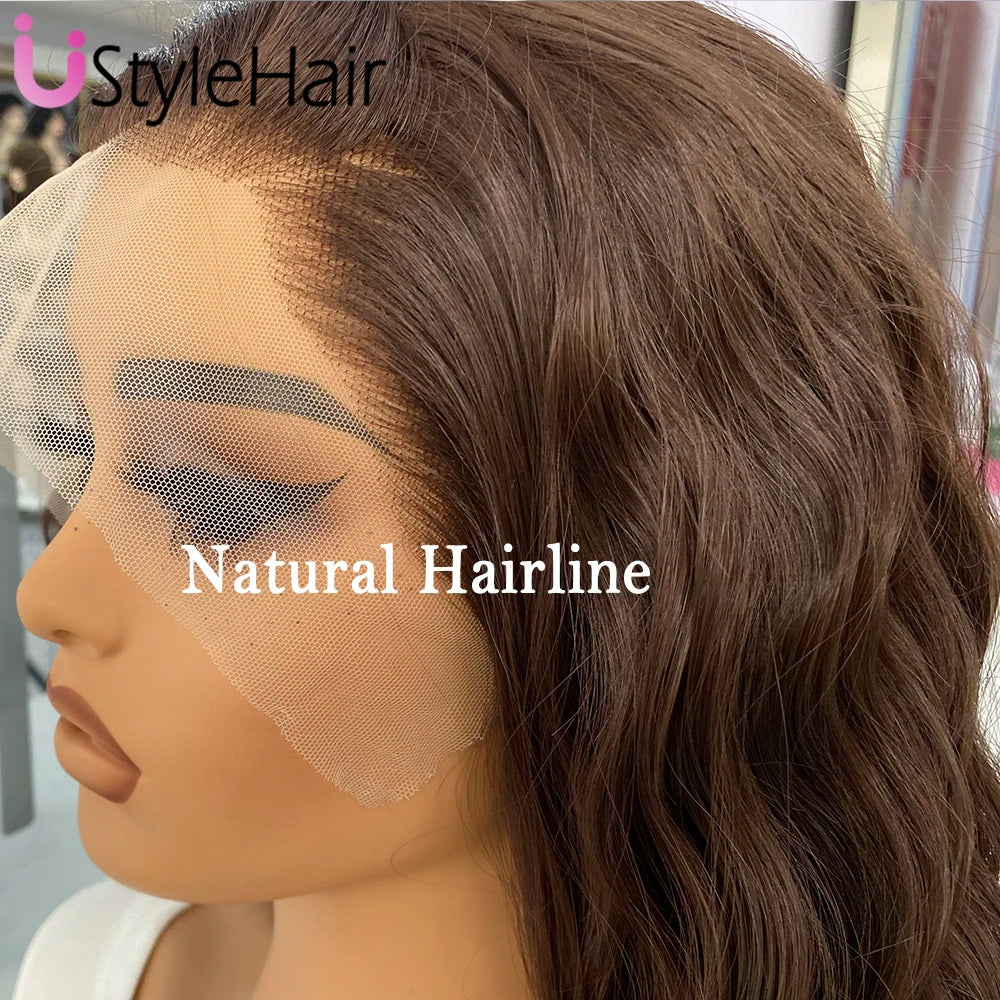 UStyleHair Brown Lace Front Wig Natural Looking 12Inches Short Wave Wig Heat Resistant Synthetic Hair Daily Use Cosplay Wig