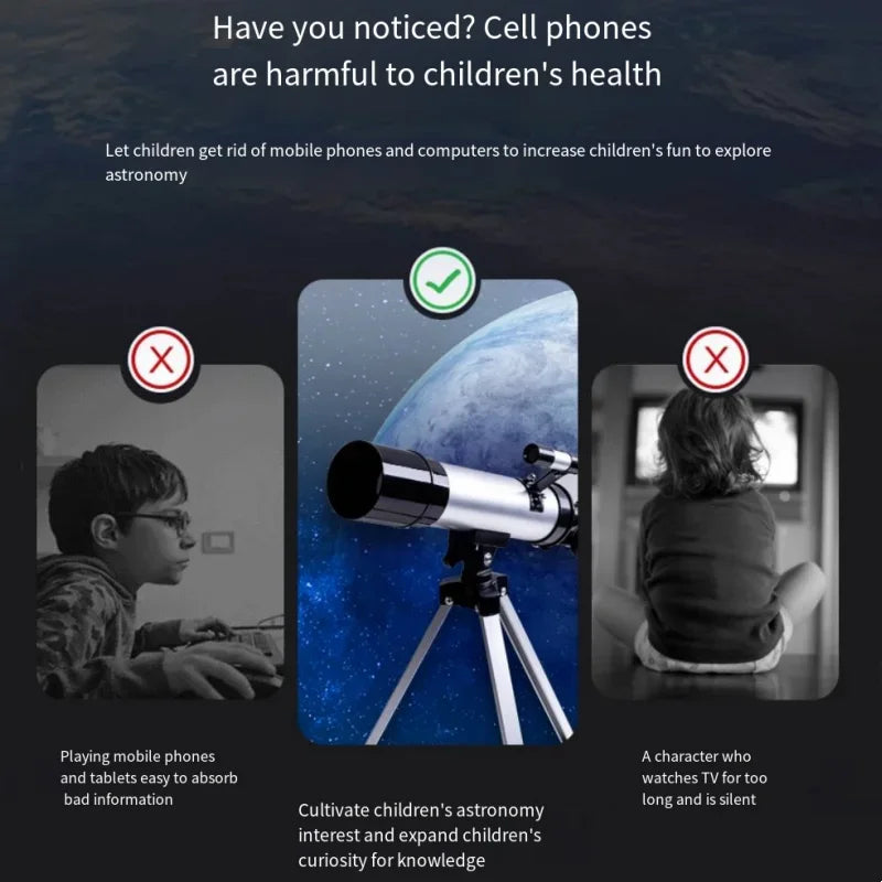 Professional Astronomical Telescope Zoom HD High-Power Tripod Space Star View Moon Binoculars Children Students Teaching Aids