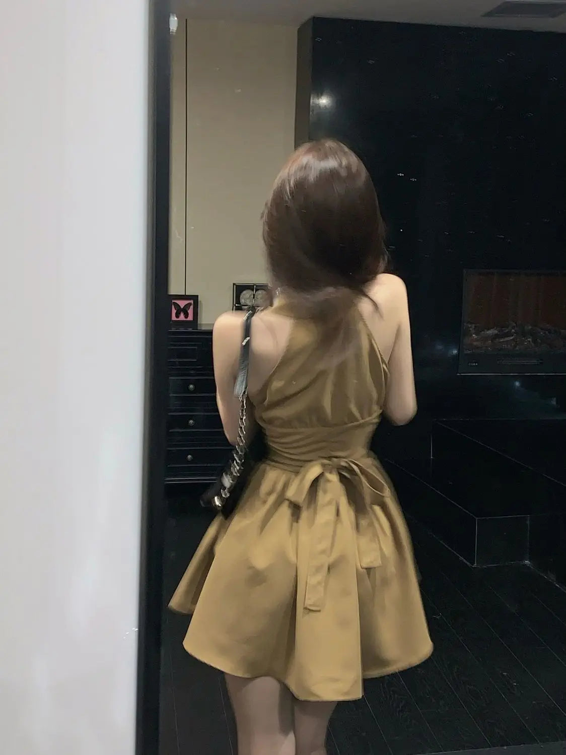 Sleeveless Dresses Women Bow Lace-up Turn-down Collar Mini High Street A-line Hotsweet Partywear Korean Fashion Vestidos Ins