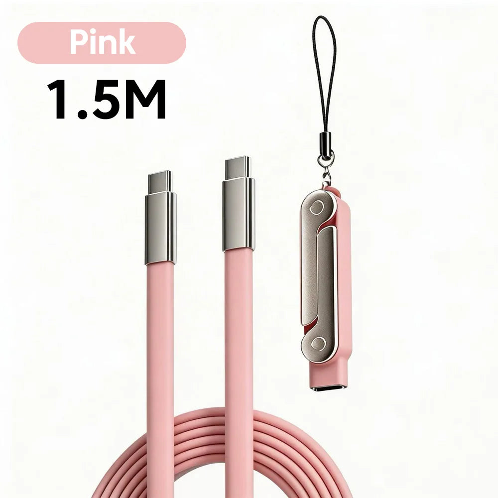 2-IN-1 Type-C Cable Foldable Mobile Phone Holder 240W Fast Charging Data Cable USB C TO USB C Phone Charge Bracket Dual PD cable