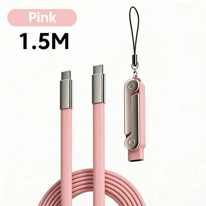 2-IN-1 Type-C Cable Foldable Mobile Phone Holder 240W Fast Charging Data Cable USB C TO USB C Phone Charge Bracket Dual PD cable