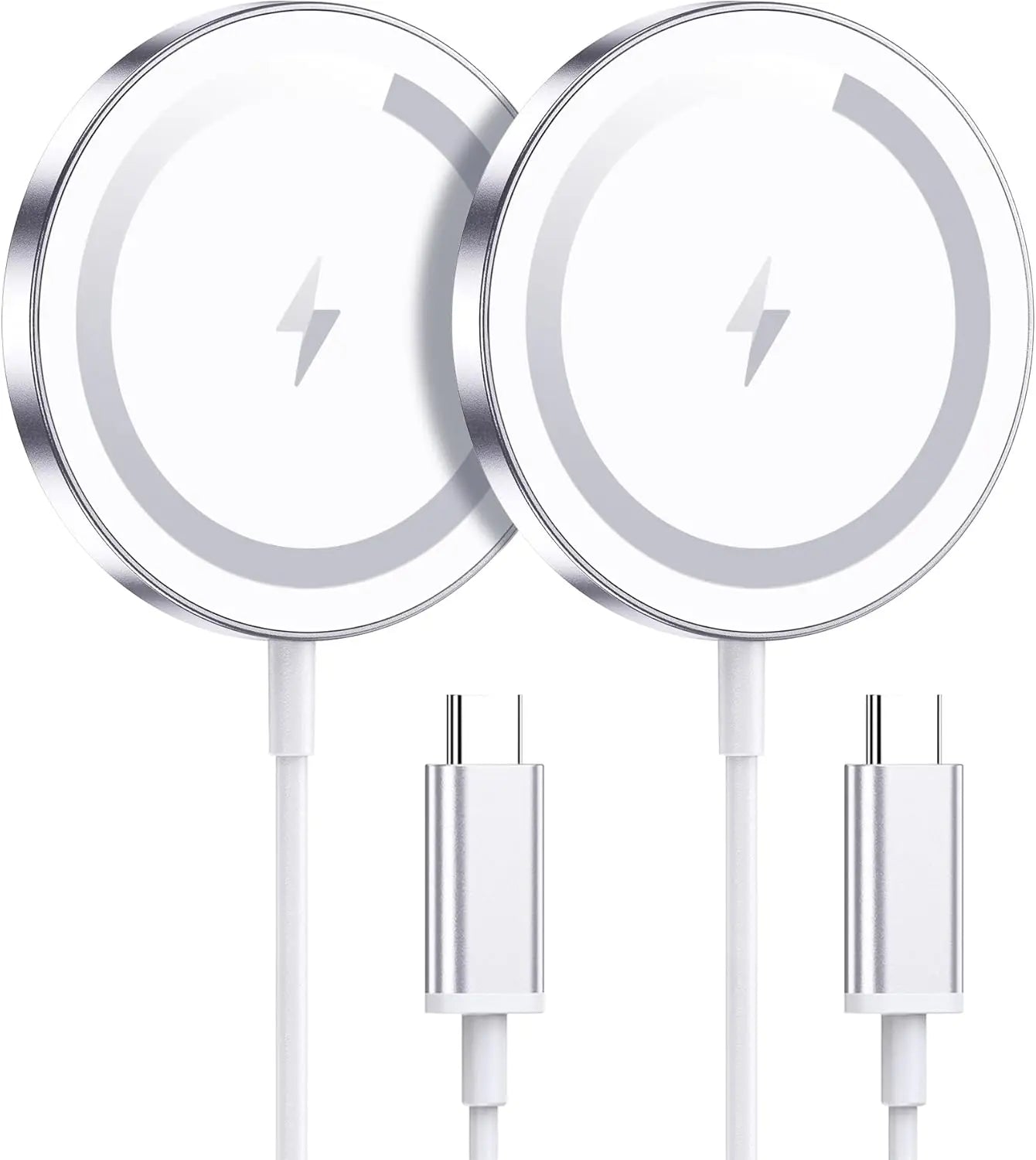 2-Pack Magnetic Wireless Charger for iPhone 17/16/15/14/13/12 Series, Fast Charging Pad with Strong Magnet, Silver
