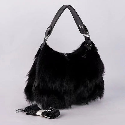 Winter Fox Fur Bag Women's Fur Bag Fashion Fur Handbag Ladies Bags Purses Women Shoulder Bag Real Silver Fox Fur Messenger Bags