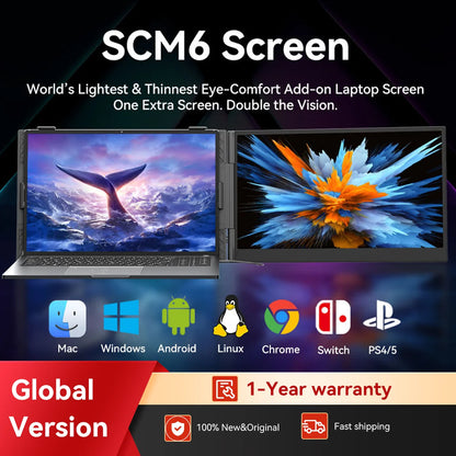 Blackview SCM6 Laptop Screen Extender, Ultra-Thin,14" FHD 1080P IPS Portable Laptop Monitor, for Windows/Mac/Android/Switch