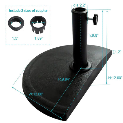 7.5’ by 4’ Half Rectangular Outdoor Patio Umbrella with Base Included, Perfect for Balcony, Garden, Deck, Customized