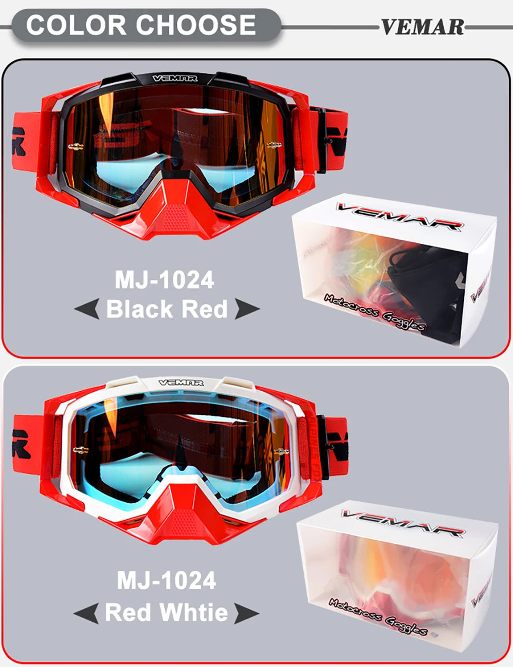 VEMAR Motorcycle Goggles Men Dustproof Motocross Helmet Glasses Skiing Gafas MTB ATV Dirt Bike Moto Sunglasses Outdoor Riding