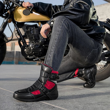 Man Motorcycle Boots New Breathable Anti-fall Rider Road Racing Motorcycle Shoes Microfiber Leather Men's Motos Protection Boot