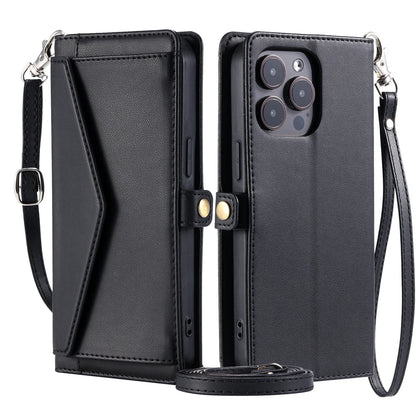Crossbody Leather Wallet Case For iPhone17 16 Pro Air 16E 15 14 13 12 11 Pro Max XS XR SE 8 7 Card Solt Pocket Shoulder Cover