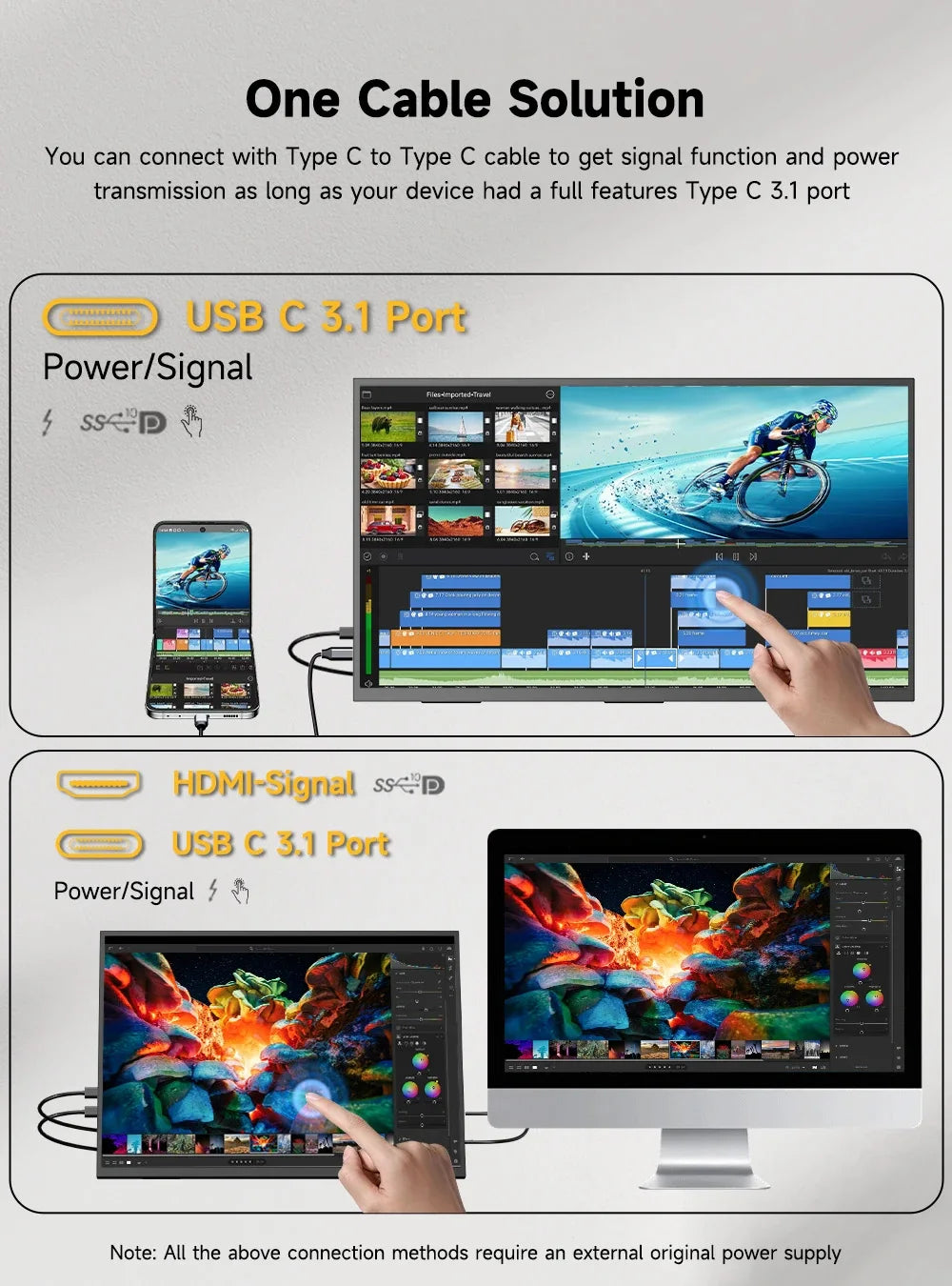 23.8” 120Hz Touchscreen Computer IPS 100%sRGB Display With Stand Portable Monitor For LaptopXBox Switch PS5 Gaming Extend Screen