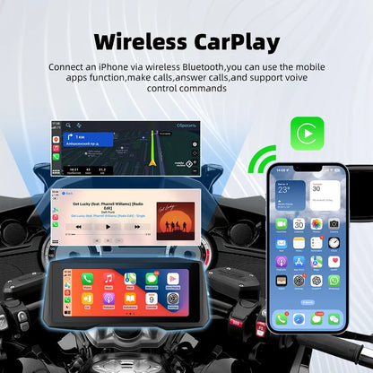 EKIY 7 inch Wireless CarPlay Moto Android Auto Portable Digital Motorcycle Dashboard GPS Navigation Display Screen Monitor TPMS