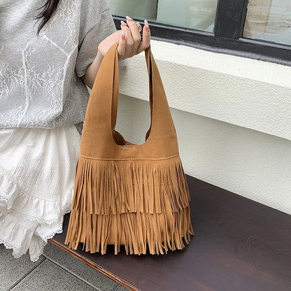 Suede Tassel High Quality Faux Shoulder Bags Fashion Large Capacity Sense of Luxury Popularity Women's Tote Bags Casual New