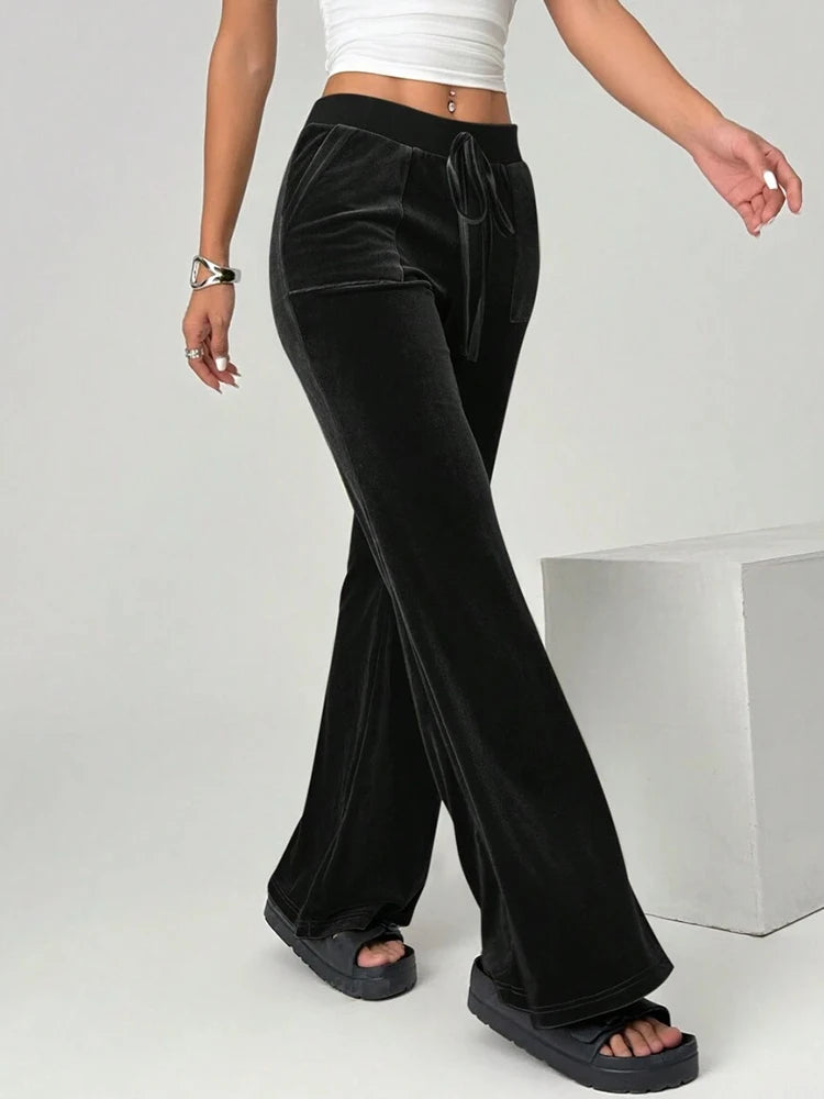 2025 autumn and winter women's micro flared pants slim fit and slimming casual flared pants velvet pants