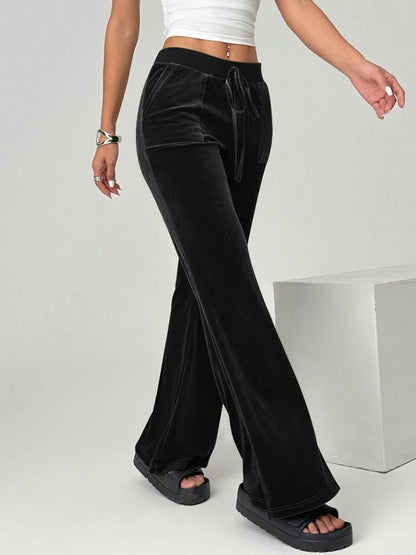 2025 autumn and winter women's micro flared pants slim fit and slimming casual flared pants velvet pants