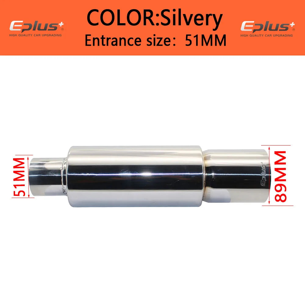 EPLUS Car&Motorcycle Exhaust Pipe Muffler Tail Pipe Universal High Quality Stainless Steel 51 57 63MM Exhaust End Output 89MM
