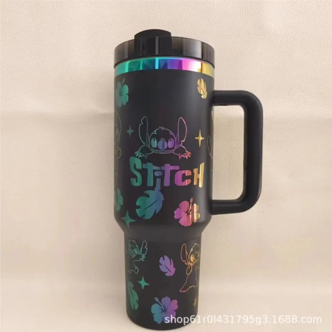 In Stock Stitch Cartoon Peripheral Insulated Cup 40oz 1180ml Stainless Steel Straw Cup Large Capacity Portable And Durable Gift