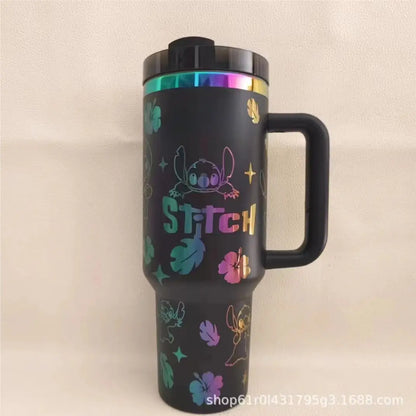 In Stock Stitch Cartoon Peripheral Insulated Cup 40oz 1180ml Stainless Steel Straw Cup Large Capacity Portable And Durable Gift