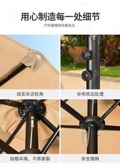 -Three-headed Parasol Outdoor Courtyard Leisure Umbrella With Big Umbrella Set Outside And Big Umbrella Stall Outdoor Garden