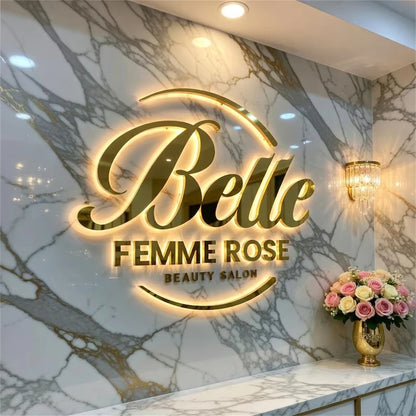 Custom Metal illuminated Backlit Sign 3D Letters For Business Logo Salon Storefront Office Outdoor Trade Show Metal Backlit Sign