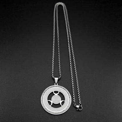 Witchcraft Triple Moon Goddness Hekate Wheel Stainless Steel Pendant Necklace Strophalos Hecate Magic Symbol PIN Jewelry