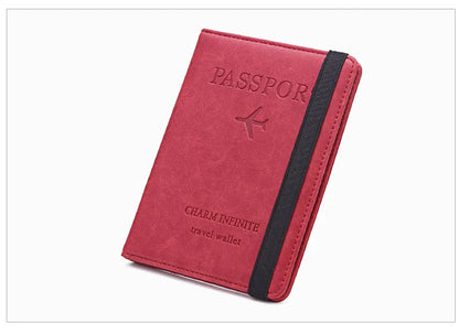 Women Men Travel Passport Holder Cover Case RFID PU Leather Credit ID Card Holder Case Ticket Protective Wallet