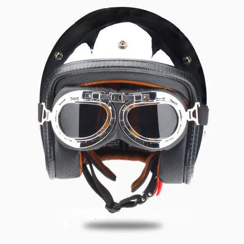 HOT Unique Silver Plating Open Face Retro Motorcycle Helmet Vintage Moto Chrome Helmet Sliver Jet Moto 3/4 Half Casco Casque