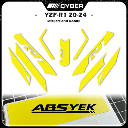Fairing Shell Sticker Decal Hollow Line Design Front Full Vehicle Sticker All Logos For YAMAHA YZFR1 YZF-1000 R1 2020-2023