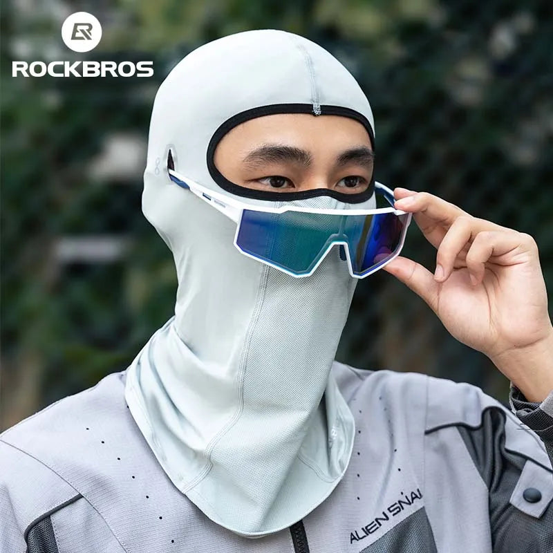 ROCKBROS Ice Silk Cycling Face Mask Cover Summer Breathable Cool Sports Bike Balaclava Anti-UV Cap Riding Headgear Cycling Masks