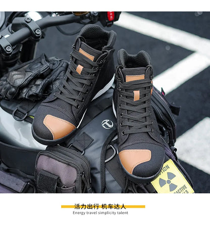 Motorcycle Shoes Men Riding Boots Casual Flat Shoes Anti-collision Toe Heel Protection Outdoor Cycling Motobike Sports Sneakers