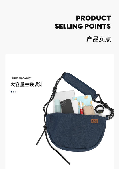 LEE 2025 Teenagers Waterproof Denim Crossbody Shoulder Bag Women Men Stylish Jeans Hobo Dumpling Crescent Bag Student Ipad Pack