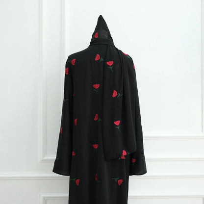 Eid Luxury Floral Embroidery Abaya Kimono Dubai Cardigan Muslim Party Dress Abayas for Women Turkish Islamic Clothes Kaftan Robe