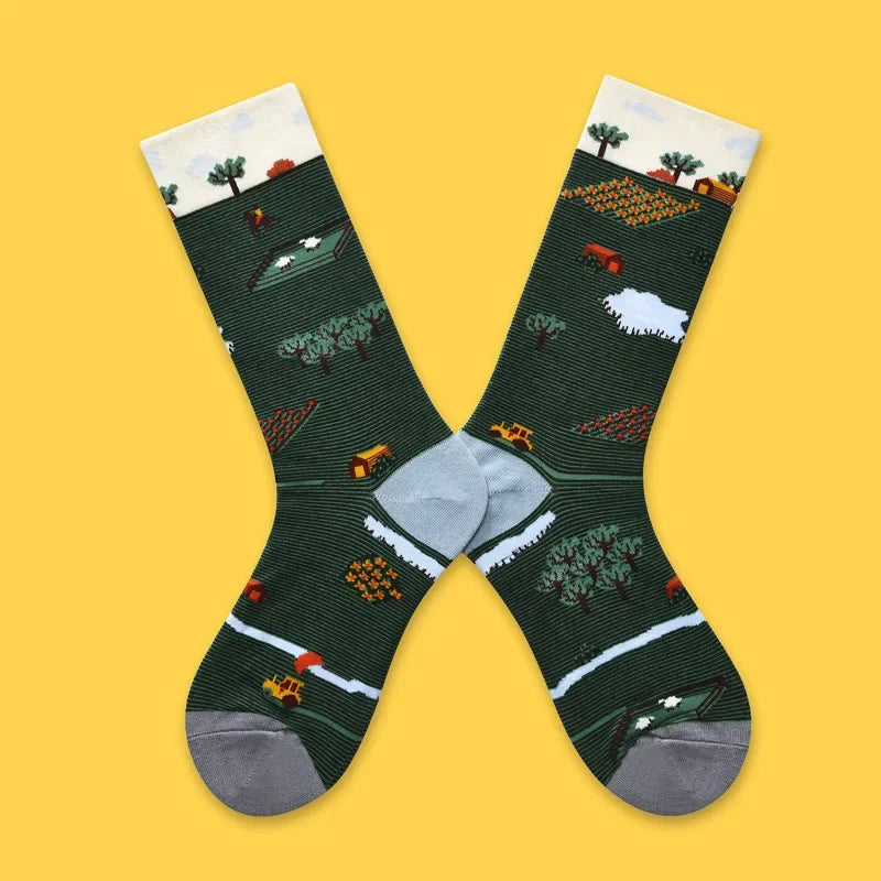 2024 Autumn and winter new socks female French plant series in high tide women's socks  designer socks