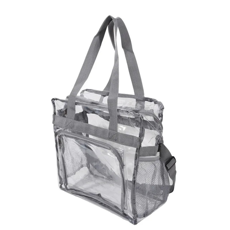 Portable PVC Transparent Shoulder Crossbody Bag Tote Satchel Handbag for Women Lady Large Capacity Clear Bag Shopping Handbag