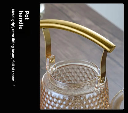 Hammer Japanese beam pot copper handle retro boiling teapot large capacity large hole sky pot high borosilicate glass teapot