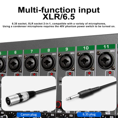 Depusheng Digital Mixer Professional Audio Mixer 18channels with 99bit dps reverb chip Bluetooth USB MP3 for stage bar studio DJ