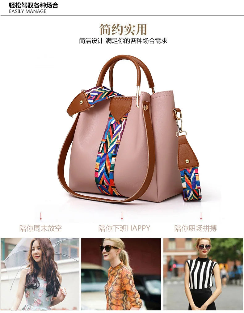 Fashionable Women's Shoulder Bag Hot Sale Of The Season New Style Mother-Child Multi-piece Set Colorful Ribbon Ladies Handbag Si