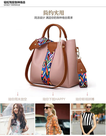 Fashionable Women's Shoulder Bag Hot Sale Of The Season New Style Mother-Child Multi-piece Set Colorful Ribbon Ladies Handbag Si